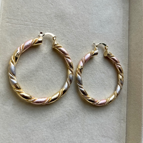 14k Gold Plated Hoop Earrings - Picture 3 of 4